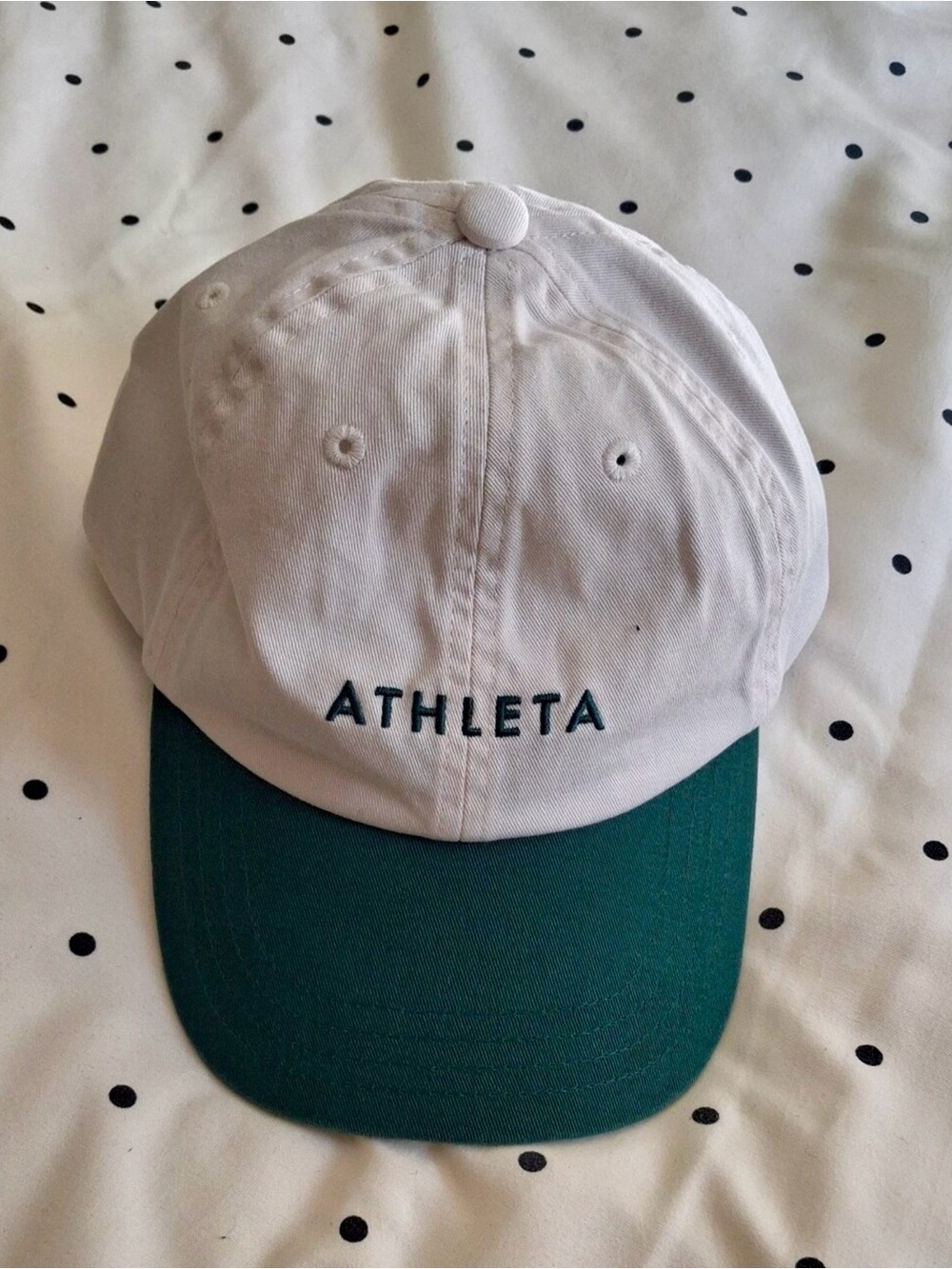 Athleta GIRL White & Dark Green Tennis Baseball Athleisure Cap kids